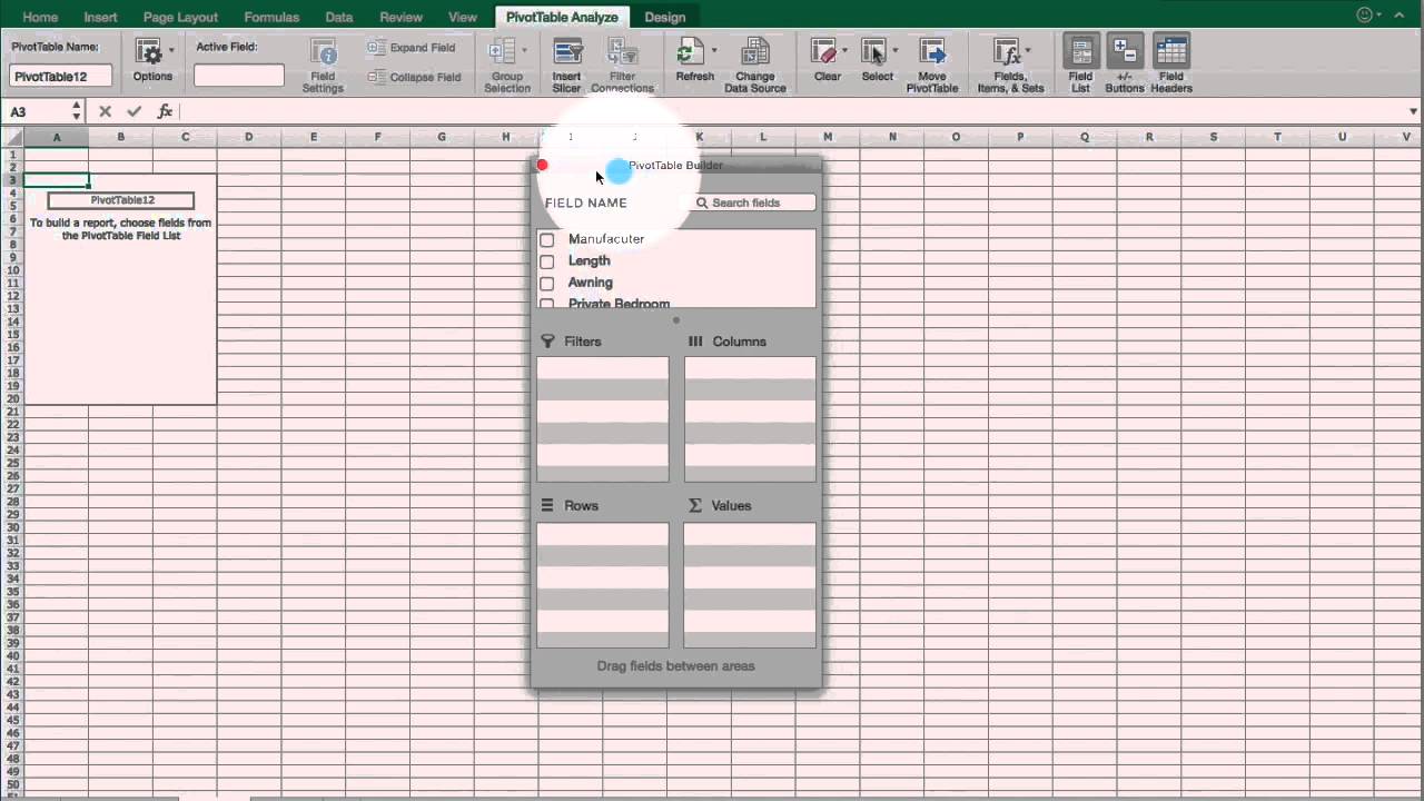 microsoft excel for mac 2016 where is pivot chart